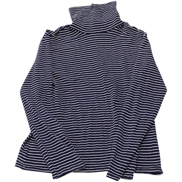 striped tutrle neck long sleeves shirt in blue and white cotton