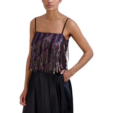 womens sequined fringe cropped