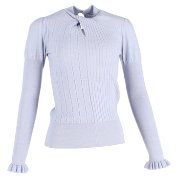 bea high-neck ribbed sweater in light blue merino wool