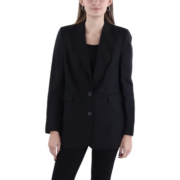 womens linen notch collar two-button blazer