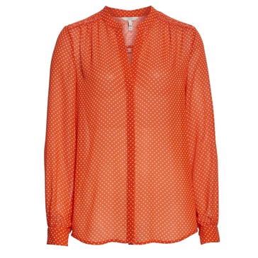 women's mintee g warm terracotta orange polka dot silk blouse