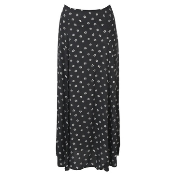 zoe floral-print midi skirt in black viscose