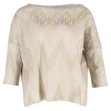 m  bateau neckline quarter sleeve top in beige viscose