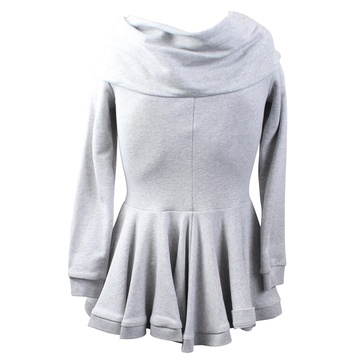 zip up flared mini sweatshirt dress - gray