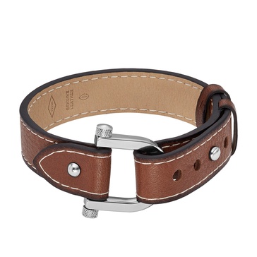 men's heritage d-link medium brown leather strap bracelet