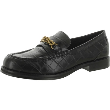 perle womens faux leather chain loafers