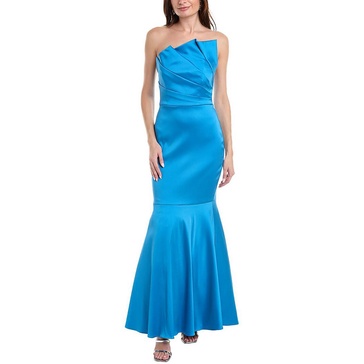 womens full length peplum evening dress