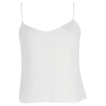 thin strap tank top in white silk