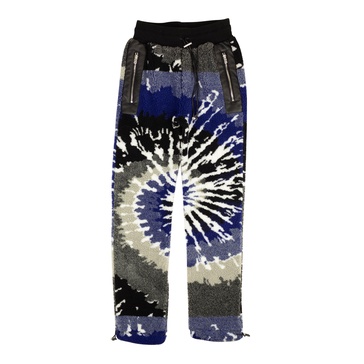 blue and black tie dye polar fleece pants