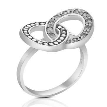 1/4 cttw diamond ring in .925 sterling silver with rhodium round prong set