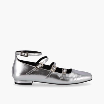 luke shimmer silver leather ballet flats