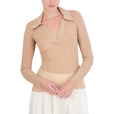 womens sheer ribbed pullover top