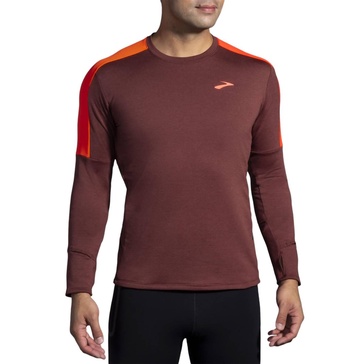 men's notch thermal long sleeve 2.0 shirt in run raisin/vivid flame