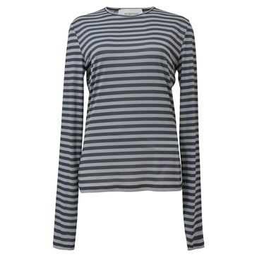 striped long sleeve top in light blue cotton