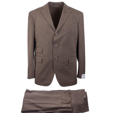 espresso brown cotton single breasted suit