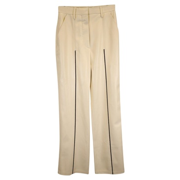 lucee straight-leg pants in cream vegan leather