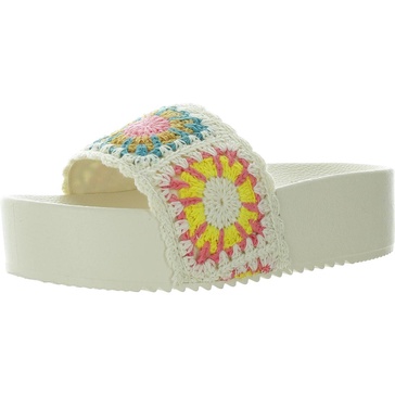 womens printed crochet slide sandals