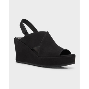 lewis suede wedge slingback sandals in black