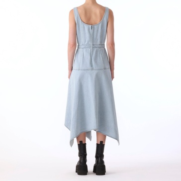 s/l denim dress w/ asymmetrical hem