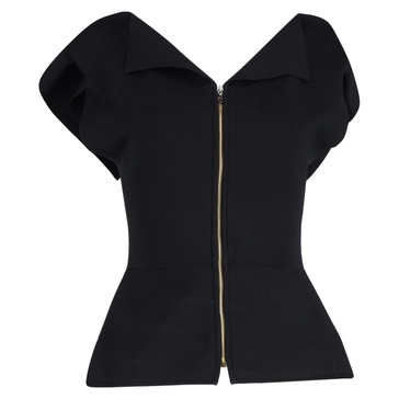 roland mouret asymmetric off-shoulder top in black wool