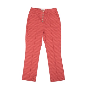 snap front gingham pant - rust