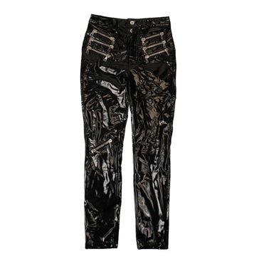 patent skinny pants - black