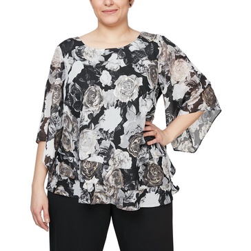 plus womens tiered burnout blouse