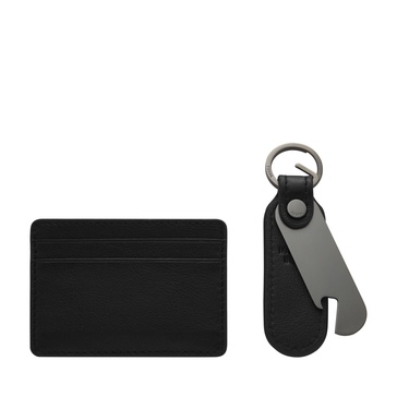 men's steven leather card case and keyfob bottle opener gift set