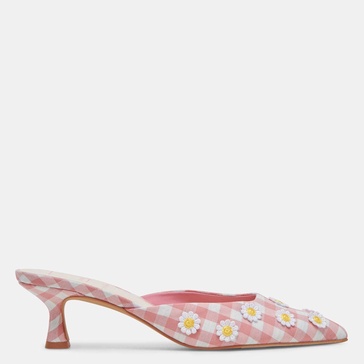 lilou heels white pink gingham