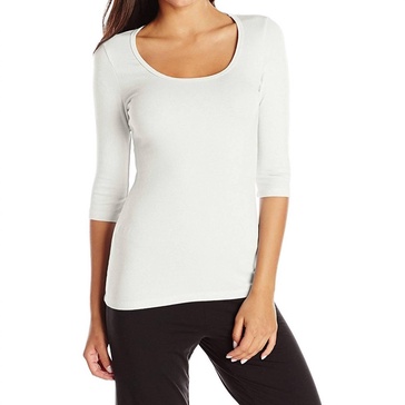 norah 3/4 sleeve rib tee in pearl