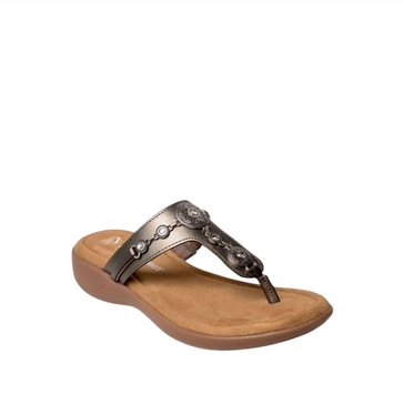 women's brecca shimmery toe post sandal in pewter