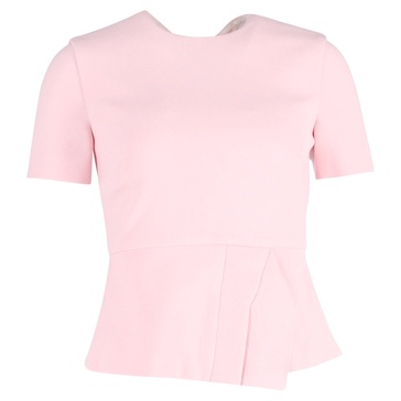 roseland asymmetric crepe peplum top in pink polyester