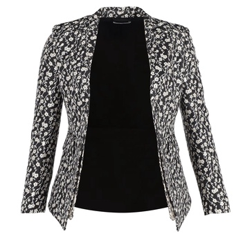 parthia floral jacquard jacket in black acetate