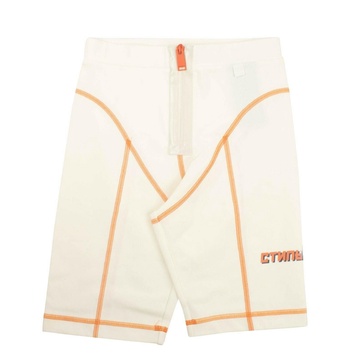 stitch biker shorts - white/orange