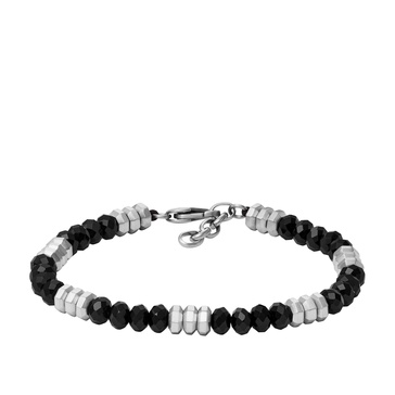 men's all stacked up black agate beaded bracelet