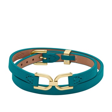 women's heritage d-link smokey blue leather strap bracelet