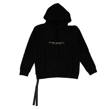 cotton slogan print hoodie sweatshirt - black