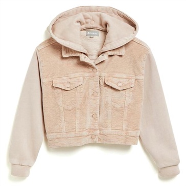 girl corduroy knit crop jacket in beige