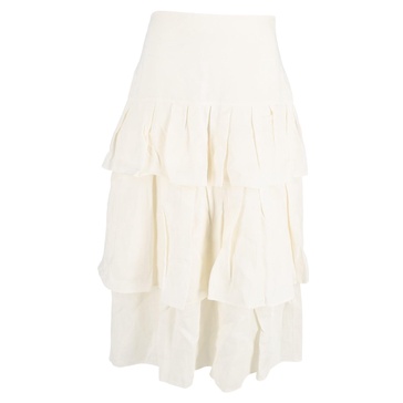 midi tier ruffle skirt in white linen