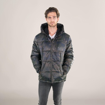 men's twill block puffer jacket