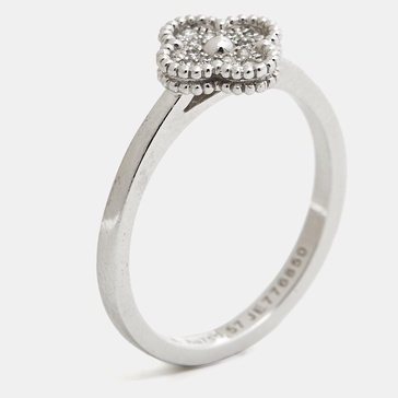 sweet alhambra diamond 18k white gold ring