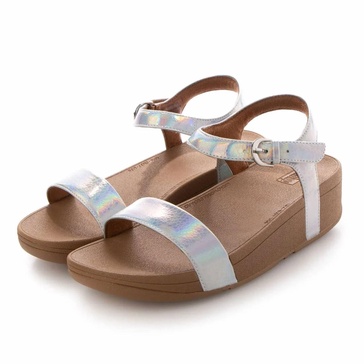 laura iridescent scale back-strap sandal in urban white