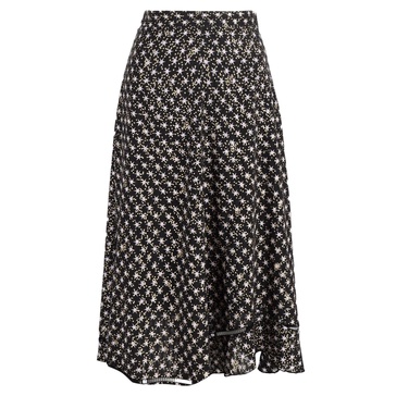 marigold stars midi skirt in black polyester