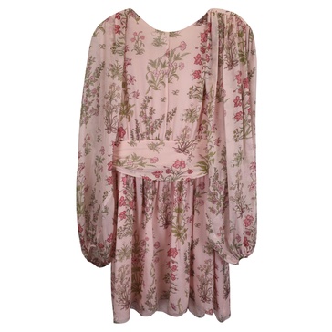 floral georgette mini dress in pink silk