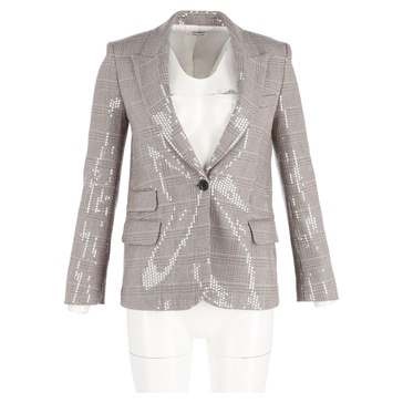 sequined venus car jacket in beige wool