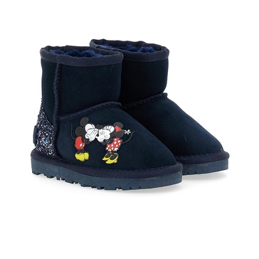 navy mickey + minnie glitter tab winter boots