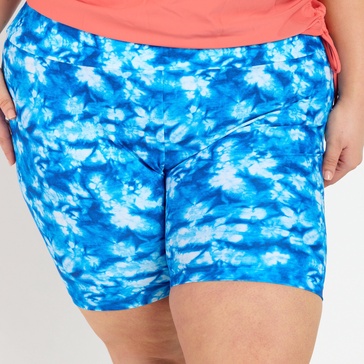 women's plus high waisted mid-thigh swim shorts - patterns