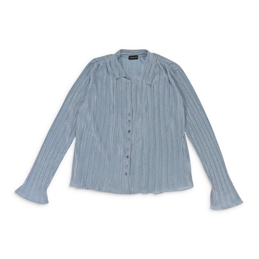 lurex crinkle pale blue button-up