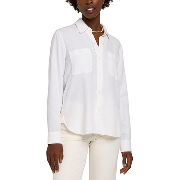 womens office slub button-down top