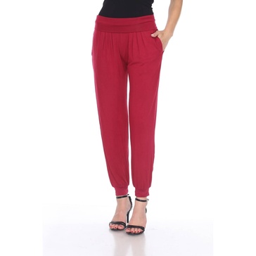 women's harem pants in brick red